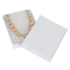 SSWBasics 5  x 3  x   inch White Embossed Cotton Filled Jewelry Boxes - 100