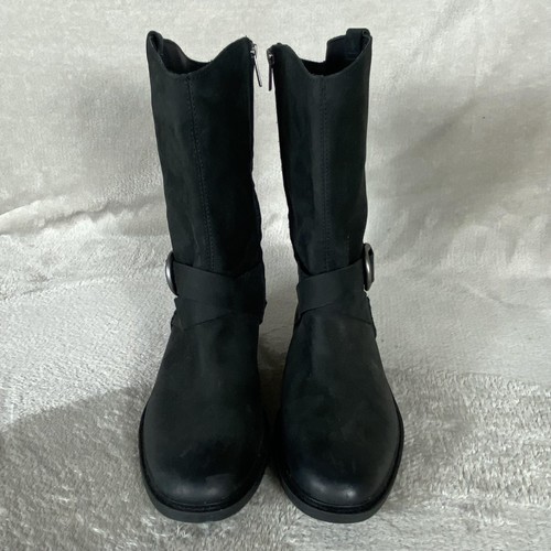 UGG Stiefel Damengröße 9 schwarz Leder Harness Moto halbhoch seitlicher Reißverschluss Schnalle - Bild 5 von 10