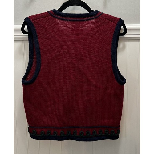 Pendleton Pullover Weste Burgund bestickt Knöpfe Medium Petite Vintage Damen - Bild 2 von 6