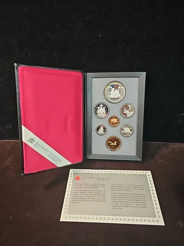 1989 Royal Canadian Mint 7 Coin Proof Set .500 Silver Dollar Mackenzie