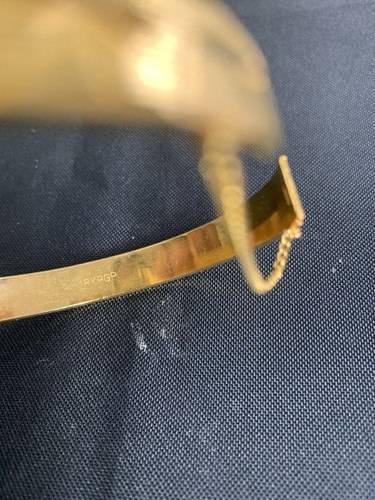 Vintage 18k RGP rolled gold plated hinged bangle With Safety Chain - Bild 7 von 9