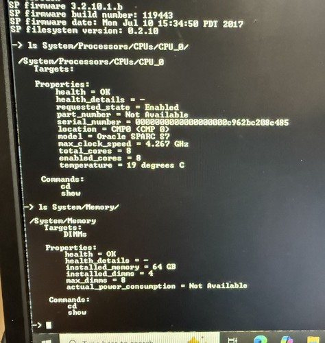 Sun Oracle Sparc S7-2 1U 8-bay SFF Server 1x Sparc S7 8-core 64Gb DDR4 - NO HDD - Picture 11 of 11