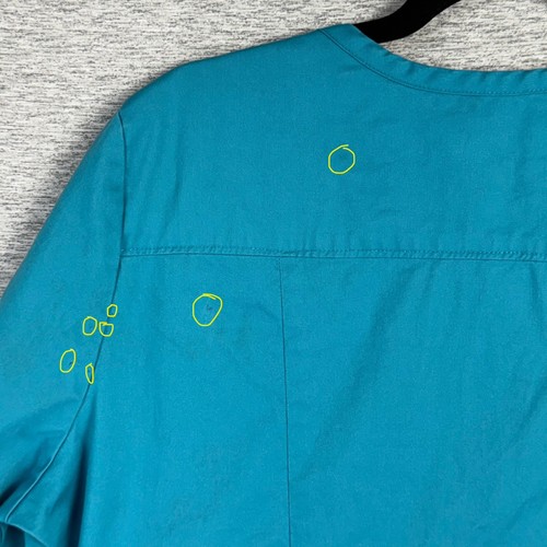 UA Butter Soft Scrub Top Womens Large 3/4 Sleeve Teal 3 Pockets Stretch Medical - Picture 10 of 13