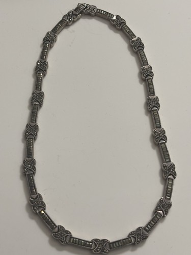 Vintage Sterling Silber Markasiten Art Deco Halskette 16 cm - Bild 3 von 5