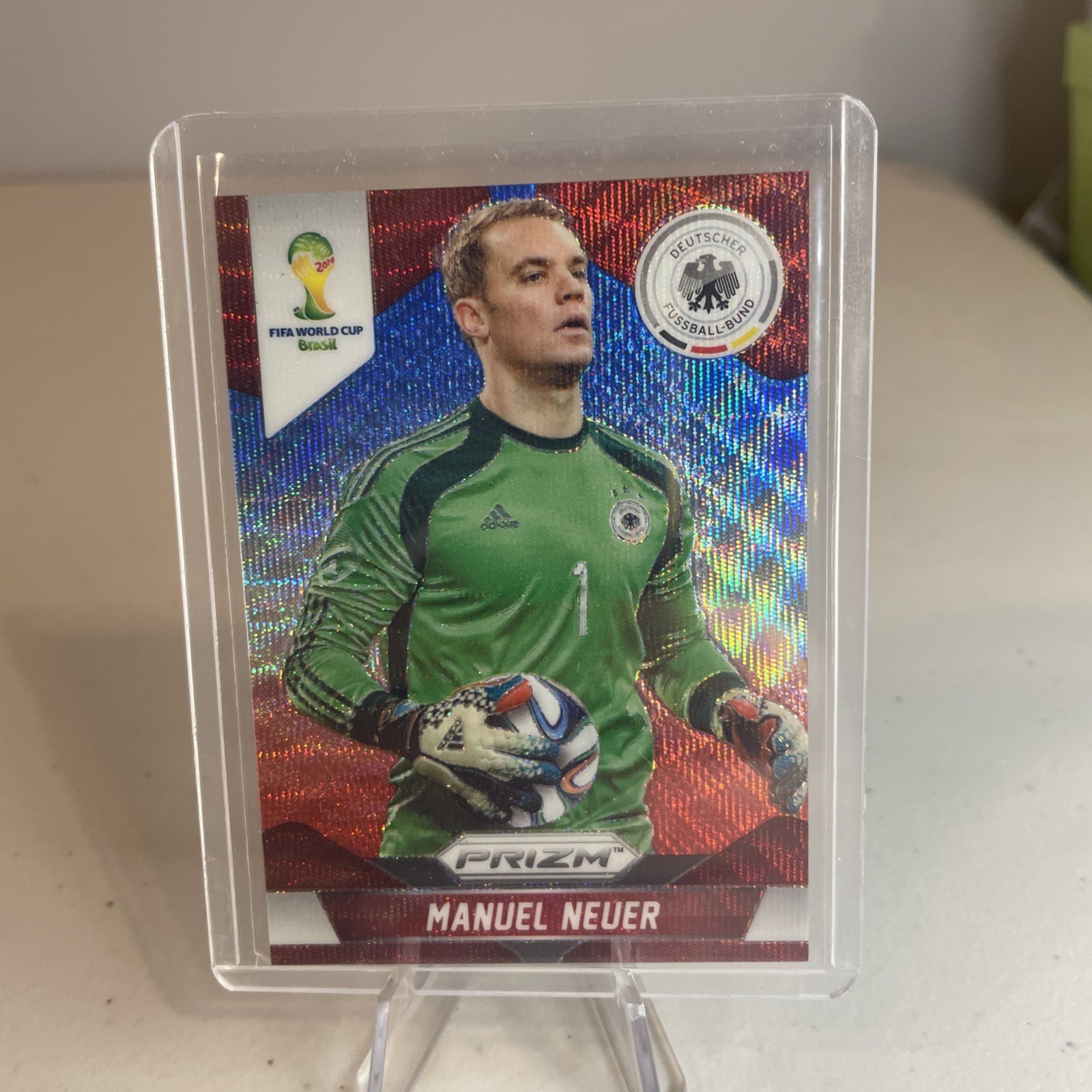 2014 Panini Prizm World Cup Manuel Neuer Germany Blue and Red Wave Prizm #83