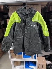 HWK Light Motorcycle Jacket Black Size L Black Hi Viz Fluorescent Green