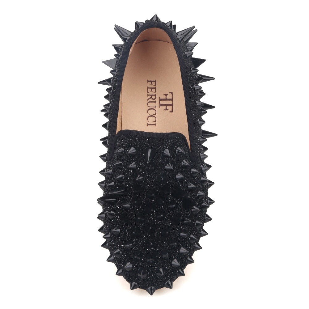 FERUCCI Kids Black Spikes Loafer with Crystal Wedding Gala  display picture 2