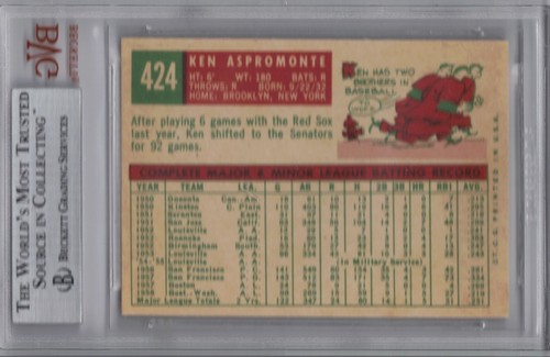1959 TOPPS CARD #424 KEN ASPROMONTE Graded BVG 9 MINT - Picture 2 of 2