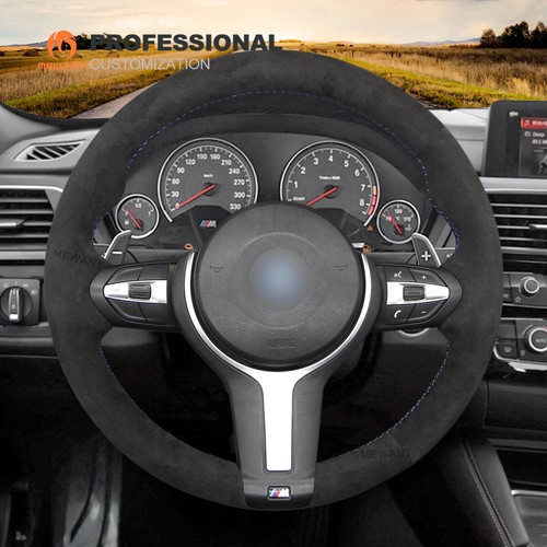 MEWANT Black Perforated PU Leather Steering Wheel Cover for BMW F30 F34 F22 F23  - Picture 63 of 106