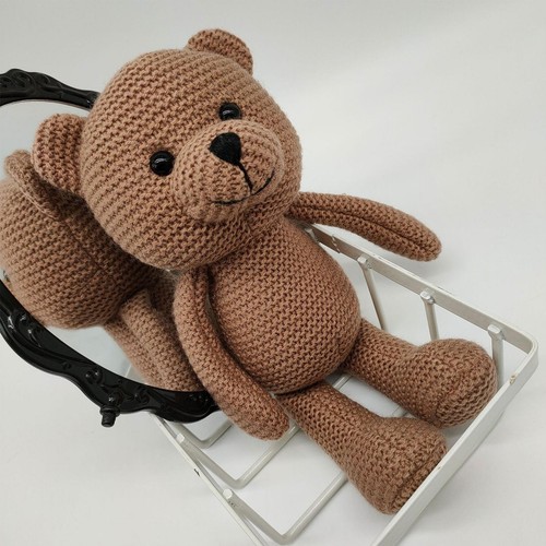 Yarn Knitted Bear Cute Kids Plush Soft Doll Soothing Kids Toys Holiday Gifts - Picture 5 of 11