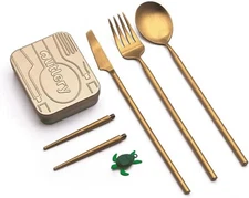 Outlery Portable & Reusable Stainless Steel Travel Cutlery Set - Metallic Gold