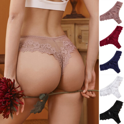 Sexy geblümtes Damenhöschen hoher Bund seidig Spitze Tanga Slips Unterwäsche Zwickel