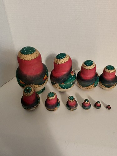 Russian Nesting Dolls Set of 10, Signed not Laquered - Picture 6 of 9