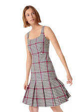 J.Crew NWT Grey & Navy Herringbone Twill Dress with Pleats Size 6P