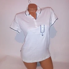 Falls Creek Polo Shirt Womens Small White Solid Short Sleeve 100% Cotton New