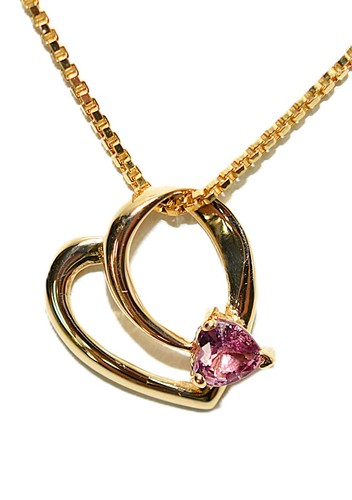 Collar de Zafiro Padparadscha Natural Oro 14K .43ct Corazón Collar Piedra Rosa - Imagen 3 de 11