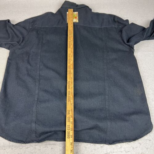 Button Up Cotton Suede Shirt Mens Large Shoulder Black VTG Dont Stop Y2K Casual - Picture 10 of 11