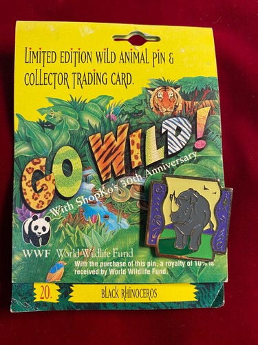 Go Wild WWF Black Rhinoceros Cloisonné Tie Anstecknadel Shopko Promotion 1992