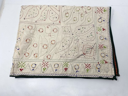 35" x 28" ALTE BOHO RABARI BANJARA KUCHI SPIEGELSTICKEREI GOBELIN BORTE - Bild 14 von 17