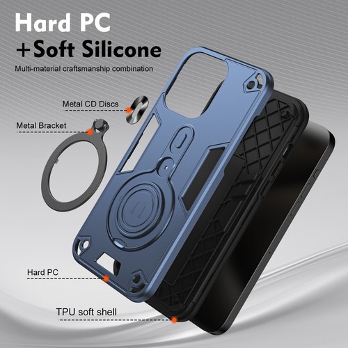 Funda de teléfono híbrida con soporte de anillo blindado TPU + PC para ZTE Blade A35 / A55 4G 6,75" - Imagen 12 de 23