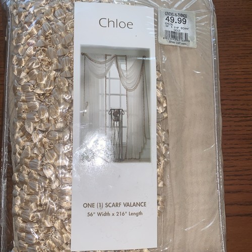 1 LINENS-N-THINGS Chloe Scarf Valances Tassels Tan Gold*56" W x 216"L - Picture 3 of 3