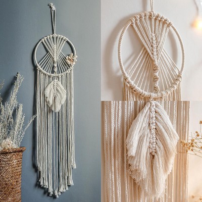 Macrame Dream Catcher Woven Wall Hanging Handmade Boho Tassels