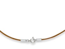 1mm Natural Leather Cord Necklace Choker 925 Sterling Silver Clasp 14" - 36" NYC