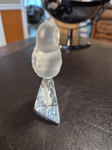 RARE Vintage Goebel White Frosted Crystal Glass Owl Bird Figurine 5" Tall EXC - Picture 2 of 3
