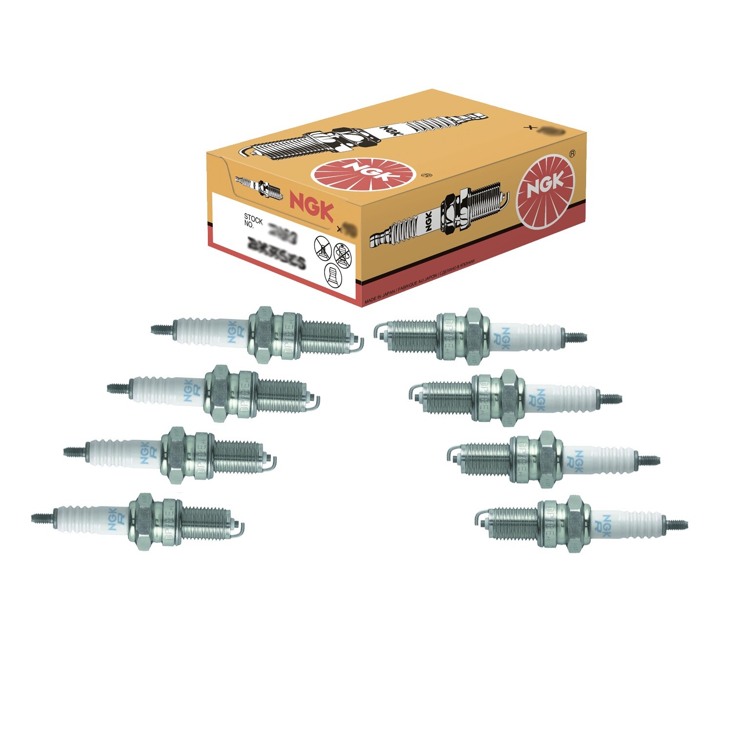 NGK Set of 8 Standard Nickel Spark Plugs Threaded Stud