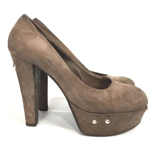Marni Damen Pumps 9 Plateau Absatz Used Braun Nubuk Nieten 39 - Bild 1 von 11