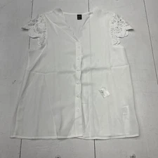 Shein White Button-Up Short Sleeve T-Shirt Women’s Size XS NEW