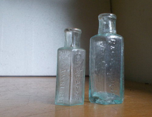 PAIR OF OPEN PONTIL ALEXANDER'S TRICOBAPHE PHILADA 6 SIDED 1848 DUG HAIR BOTTLES - Picture 6 of 8
