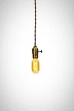 Vintage Industrial - Economy Antique Brass Minimalist Bare Bulb Pendant