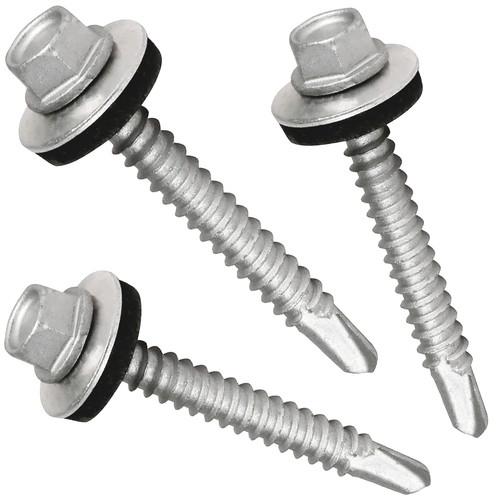 Tornillos para techos con arandela de sellado de goma cabeza hexagonal tornillo autoperforante acero estaño - Imagen 9 de 11