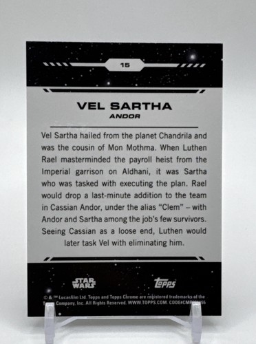 2024 Topps Chrome Star Wars - Red RayWave Refractor Vel Sartha #15 - Picture 2 of 4