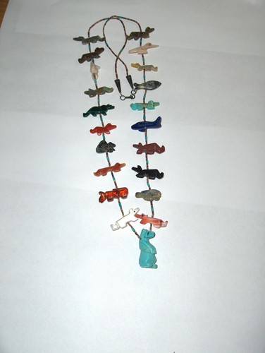 Collar fetiche piedras naturales talladas a mano nativos americanos vintage joyería BONITO - Imagen 1 de 4