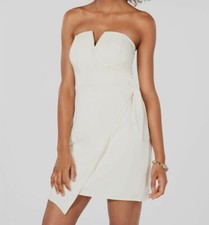 $284 Trixxi Womens Juniors White Strapless V-Neck Bodycon Short Dress Size 3