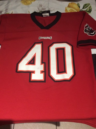 Vintage Tampa Bay Buccaneers NFL Alstott #40 Knit Jersey Sz Youth Large Signed