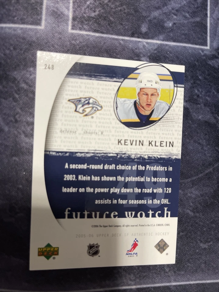 2005-06 SP Authentic Future Watch 248 Kevin Klein Nashville Predators - Image 2 of 2