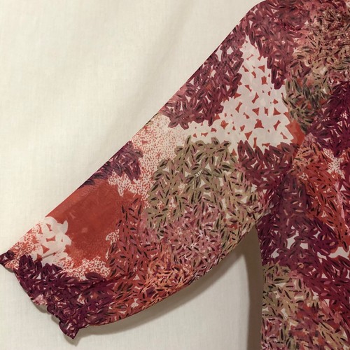 Sz L Large EAST 5TH Womens 3/4 Sleeve Button Down Sheer w/Liner Blouse Top Shirt - Afbeelding 5 van 12