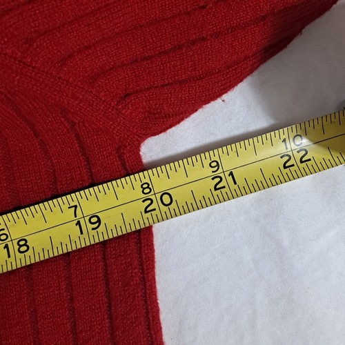 Burberry Cashmere Sweater Woman Large Red Ribbed Preppy Quiet Luxury Scotland - Picture 7 of 10