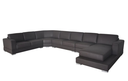 Divano ad angolo pelle moderno XXL soggiorno divano in pelle divano a forma di U USB divano ad angolo nuovo - Foto 1 di 10