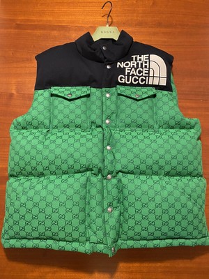 Gucci X The North Face Gg Down Jacket New L Green Tnf Gilet Gucci 100 Unisex Ebay