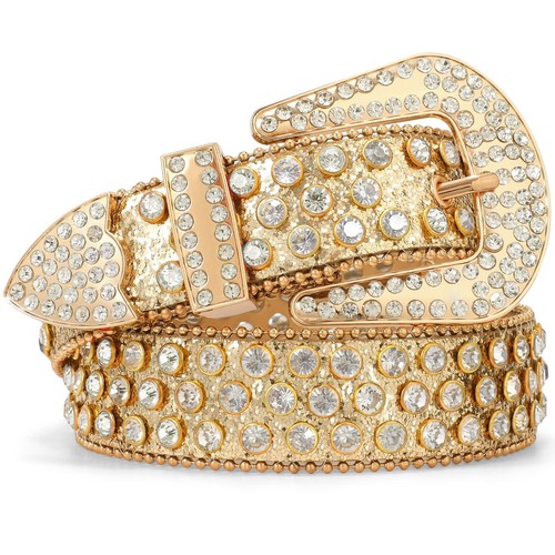Fashion Rhinestone Sequins Belt for Men Women Western Cowgirl Cowboy Bling - Picture 14 of 15
