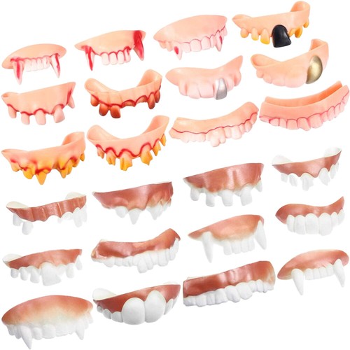 24PCS Fake Teeth Halloween Ugly Teeth Funny Fake Teeth Party False Teeth