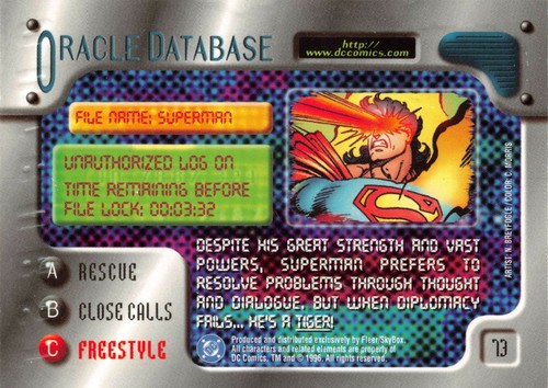 SUPERMAN / DC Comics Outburst Firepower (1996) BASE Trading Card #73 - Picture 2 of 2