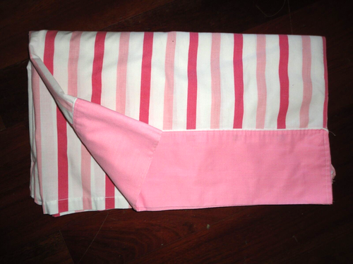 VINTAGE CANNON MONTICELLO PINK & WHITE STRIPE FULL FLAT SHEET 81 X 92 - Picture 2 of 5