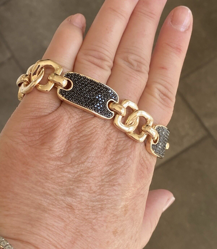 Bronzo Italia Rose Gold Color Bronze 6.00 tcw Black Spinel Bracelet 7"L - Picture 8 of 13