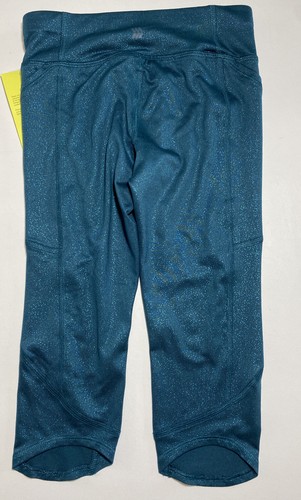 Girls All In Motion Capri Legging Size S 6/6X Sparkle Dark Teal Green Pockets - Picture 3 of 8