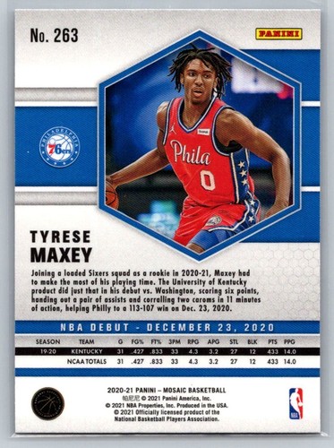 2020 Panini Mosaic #263 Tyrese Maxey RC Near mint or better - Picture 2 of 2